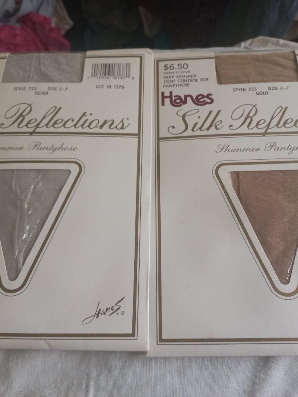 Vintage Hanes Sheer Shimmer Gold and Sheer Silver Size E F